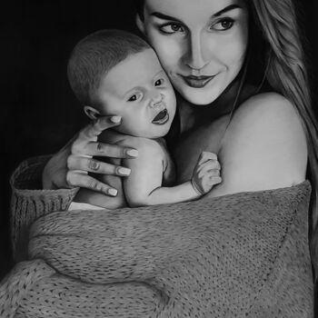 Dibujo titulada "Mother" por Annabel, Obra de arte original, Carbón