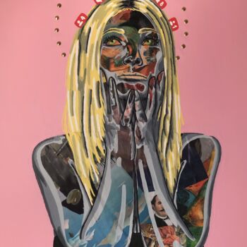 Collages titulada "La dévotion" por Annabelle Amory, Obra de arte original, Acrílico Montado en Bastidor de camilla de madera