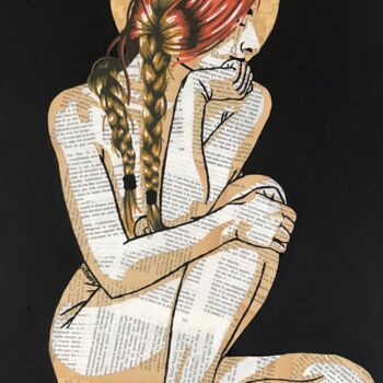 Collagen mit dem Titel "Magdalena" von Annabelle Amory, Original-Kunstwerk, Acryl Auf Keilrahmen aus Holz montiert