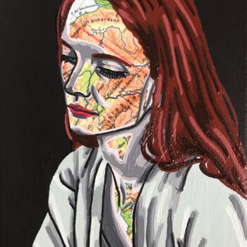 Collages intitulée "Muriel" par Annabelle Amory, Œuvre d'art originale, Acrylique Monté sur Châssis en bois