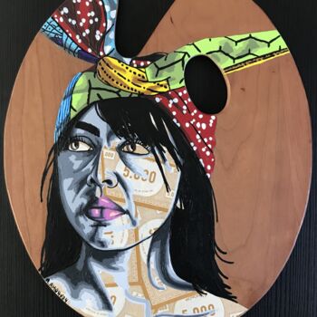 Collages titled "Yvonne" by Annabelle Amory, Original Artwork, Acrylic Mounted on Other rigid panel