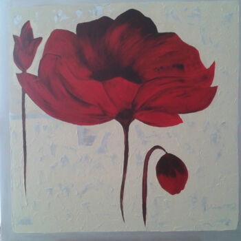 Painting titled "Coquelicot" by Annabelle Malo, Original Artwork, Acrylic Mounted on Wood Stretcher frame