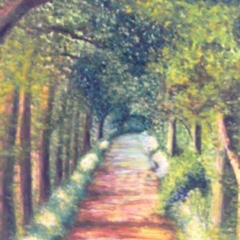 Pintura titulada "Caminho verde -" por Anna Brazão, Obra de arte original, Oleo