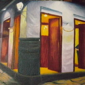 Painting titled "Clube da Esquina" by Anna Brazão, Original Artwork, Oil