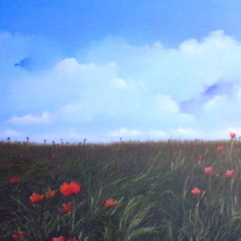 Pintura titulada "Flores no campo" por Anna Brazão, Obra de arte original, Oleo