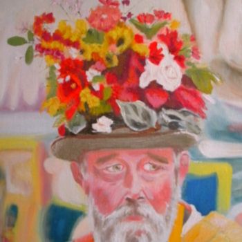 Painting titled "Flowers on head" by Anna Brazão, Original Artwork, Oil