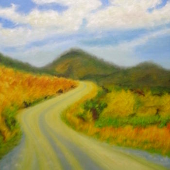 Painting titled "Long Long Journey" by Anna Brazão, Original Artwork, Oil