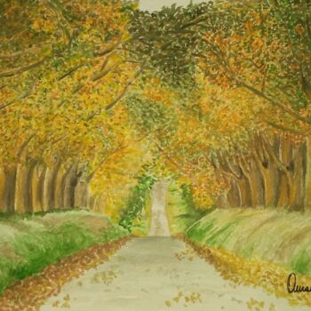 Pintura intitulada "Il sentiero" por Annada, Obras de arte originais, Aquarela