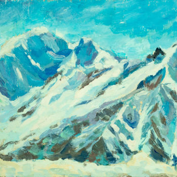Painting titled "Эльбрус. Ледник Сем…" by Anna Dolganova, Original Artwork, Oil