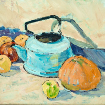Schilderij getiteld "Старый чайник" door Anna Dolganova, Origineel Kunstwerk, Olie