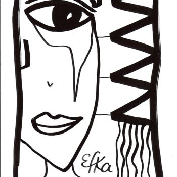 Рисунок под названием "The Face - Shawneè…" - Anna Efka, Подлинное произведение искусства, Чернила