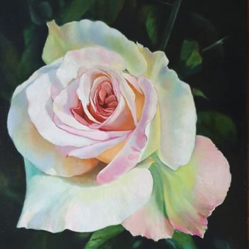 Pintura intitulada "Unusual rose." por Anna Kotelnik, Obras de arte originais, Óleo