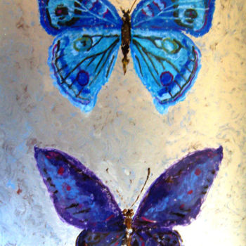 Pintura intitulada "Papillons" por Anna Amini, Obras de arte originais, Guache