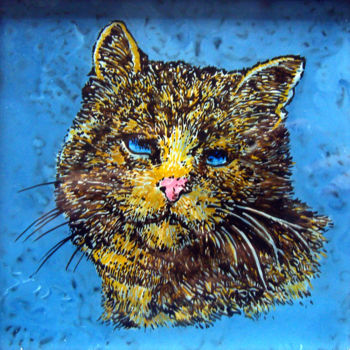 Painting titled "Chat" by Anna Amini, Original Artwork, Oil