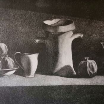 Картина под названием "Натюрморт с граната…" - Анна Гусева, Подлинное произведение искусства, Карандаш