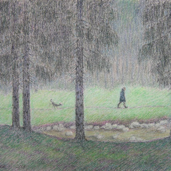 Painting titled "Двое в лесу" by Anna Iarmoliuk, Original Artwork, Other