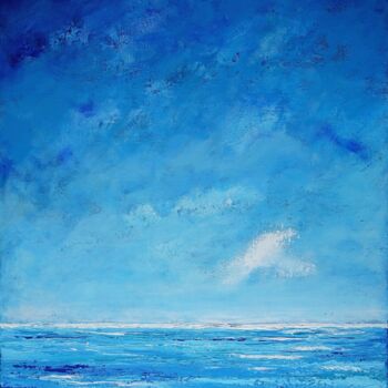 Pittura intitolato "Vue sur Mer ... Ble…" da Annaïg Le Bihan Peintre Photographe, Opera d'arte originale, Olio Montato su Te…