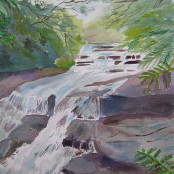 Peinture intitulée "La cascade" par Annie Jolivet-Vilbois, Œuvre d'art originale, Aquarelle
