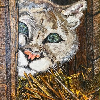 Peinture intitulée "Дикий кот Грэй" par Anna Kiptenko, Œuvre d'art originale, Huile