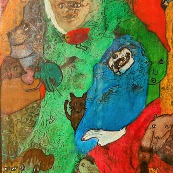 Malarstwo zatytułowany „LE SAGE DE PLATANET…” autorstwa Laura Vassiliu, Oryginalna praca, Akryl Zamontowany na Drewniana ram…