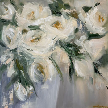Картина под названием "Morning roses Paint…" - Anna Lyashenko, Подлинное произведение искусства, Масло