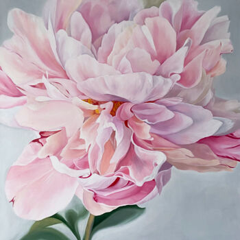 Painting titled "Blossom of peony in…" by Anna Lyashenko, Original Artwork, Oil