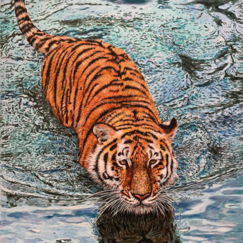 Картина под названием "Тигр" - Annamagenta, Подлинное произведение искусства, Акрил