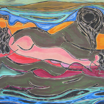 Schilderij getiteld "Onde - Nudi d'artis…" door Annamaria Danese, Origineel Kunstwerk, Olie