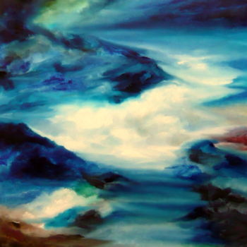 Painting titled "effetto-natura-ocea…" by Annamaria Maremmi, Original Artwork, Oil