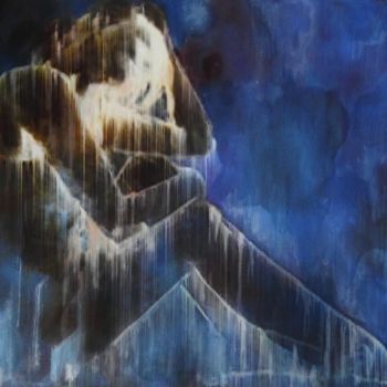 Pittura intitolato "Figura blu seduta" da Annamaria Maremmi, Opera d'arte originale, Inchiostro