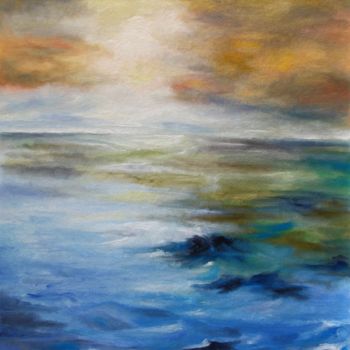 Pittura intitolato "Mare al tramonto" da Annamaria Maremmi, Opera d'arte originale, Olio
