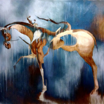 Peinture intitulée "Cavallo e cavaliere" par Annamaria Maremmi, Œuvre d'art originale, Autre