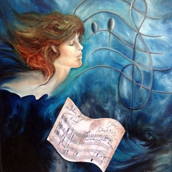 Pintura intitulada "musa-della-musica.j…" por Annamaria Maremmi, Obras de arte originais, Óleo