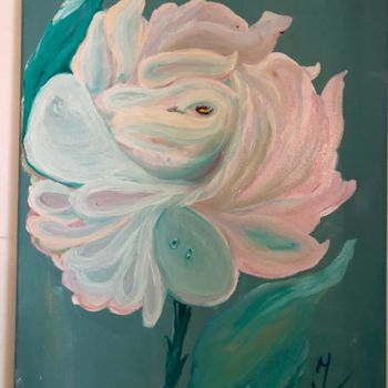 Картина под названием "Пионовидная роза" - Irina Surgunte, Подлинное произведение искусства, Масло Установлен на Деревянная…