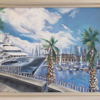 Pintura titulada "" Барселона  гавань"" por Anna Parhimovits, Obra de arte original, Pastel