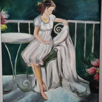 제목이 "Девушка на террасе"인 미술작품 Анна Полянская로, 원작, 기름