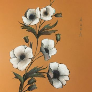 Peinture intitulée "White Anemones Blos…" par Hanna Taranishyna, Œuvre d'art originale, Pastel