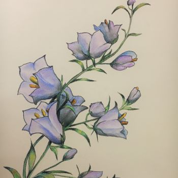 Pintura intitulada "Blue Bell Flowers" por Hanna Taranishyna, Obras de arte originais, Pastel