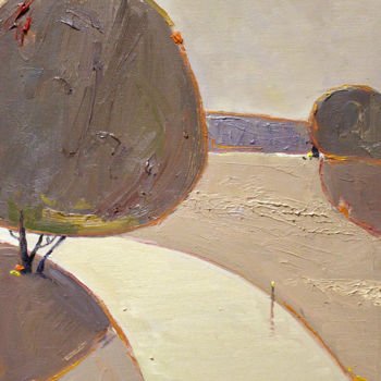 Malerei mit dem Titel "Moon light landscape" von Hanna Taranishyna, Original-Kunstwerk, Öl