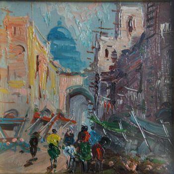 Pittura intitolato "Vicoli di Napoli" da Anna Calemme, Opera d'arte originale, Olio