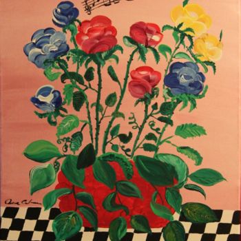 Painting titled "Addore 'e Rose" by Anna Calemme, Original Artwork, Acrylic