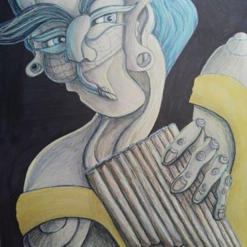 Zeichnungen mit dem Titel "A woman with a flut…" von Anna Reshetnikova, Original-Kunstwerk, Bleistift