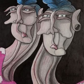 Dibujo titulada "Namesakes." por Anna Reshetnikova, Obra de arte original, Lápiz