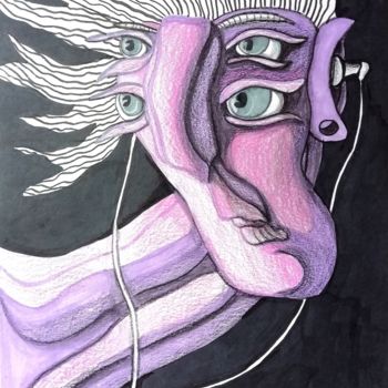 Drawing titled "With her eyes wide…" by Anna Reshetnikova, Original Artwork, Marker