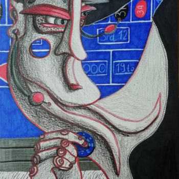 Картина под названием "Last bet." - Anna Reshetnikova, Подлинное произведение искусства, Маркер