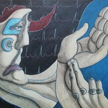 Dessin intitulée "Arrhythmia" par Anna Reshetnikova, Œuvre d'art originale, Crayon