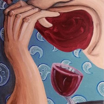 Painting titled "In the red room" by Anna Reshetnikova, Original Artwork, Acrylic