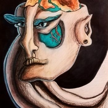 Dessin intitulée "The world in my eyes" par Anna Reshetnikova, Œuvre d'art originale, Crayon