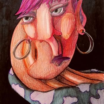 Dessin intitulée "The look" par Anna Reshetnikova, Œuvre d'art originale, Crayon