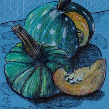 Drawing titled "Pumpkins" by Anna Reshetnikova, Original Artwork, Pencil